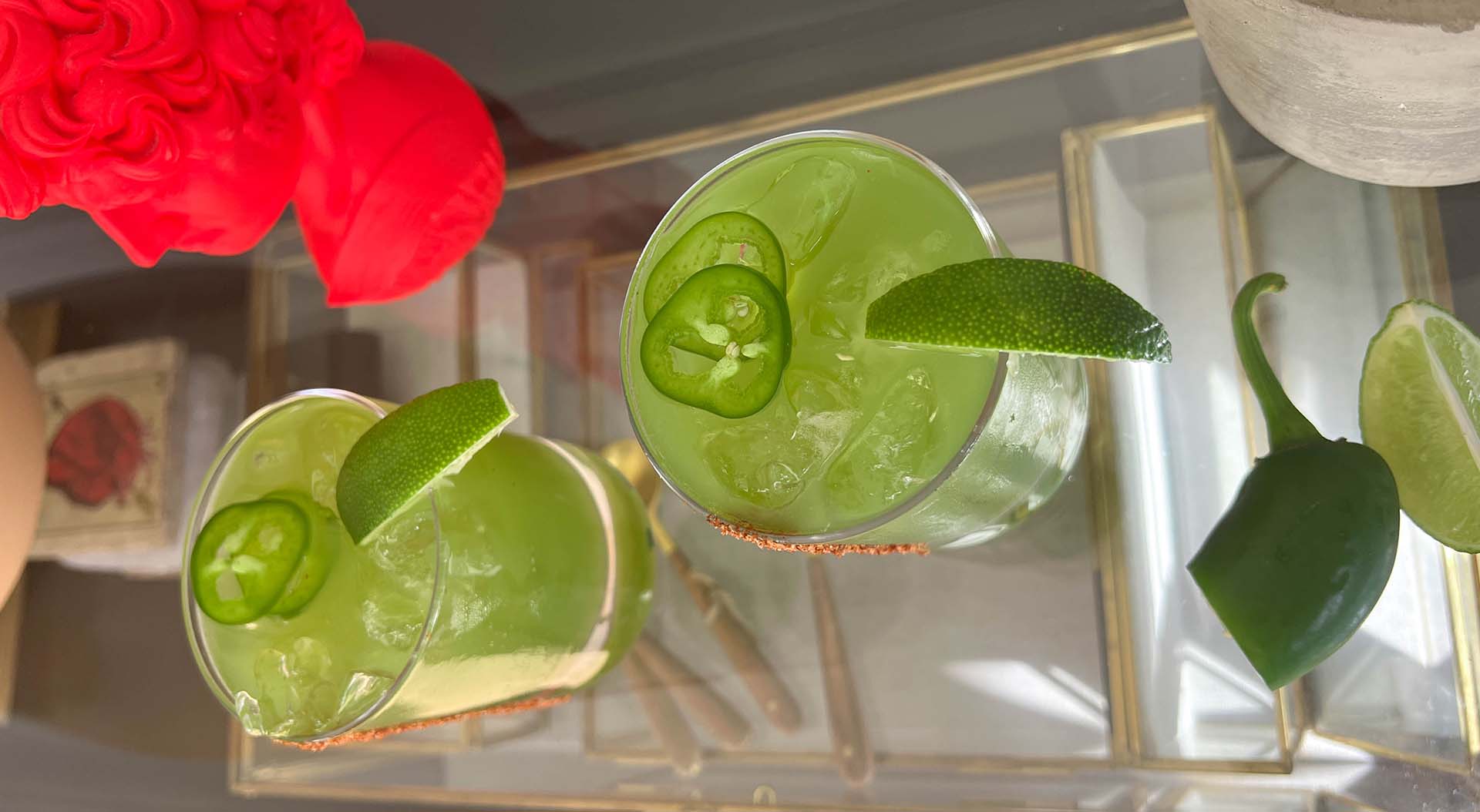 Overhead view of the Green Sapphire Margarita.